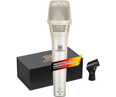Pronomic Cml-104 kondensatorinis mikrofonas tiksliam garso įrašymui - rankinis mikrofonas su apsauga nuo vėjo - kardioidinis dainavimo mikrofonas - studijinis mikrofonas scenai - su spaustuku ir krepšiu