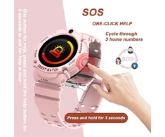 Pthtechus 4g Gps Wifi vaikiškas išmanusis laikrodis-telefonas, apvalus Hd jutiklinis mobiliojo telefono laikrodis vaikams su apsaugos nuo pametimo Gps Wifi Lbs sekikliu, Mp3, vaizdo skambučiais, Sos, balso pokalbiais, Mp3, žingsniamačiu (rožinis)