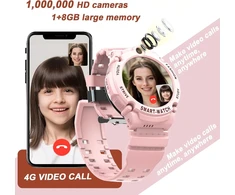 Pthtechus 4g Gps Wifi vaikiškas išmanusis laikrodis-telefonas, apvalus Hd jutiklinis mobiliojo telefono laikrodis vaikams su apsaugos nuo pametimo Gps Wifi Lbs sekikliu, Mp3, vaizdo skambučiais, Sos, balso pokalbiais, Mp3, žingsniamačiu (rožinis)