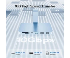 Pulwtop Usb C šakotuvas, skirtas Imac M1/m3/m4, Imac priedai, skirti Imac 2021/2023/2024, Imac Usb šakotuvas su Usb A/c 10gbps, Sd/tf, skirtas Imac 24 colių ir Studio Ekranas 27 colių, Imac šakotuvas mėlynas (be Ssd