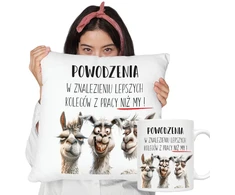 Puodelis + pagalvė dovana atsisveikinimui su darbu išeinant iš darbo sėkmingai