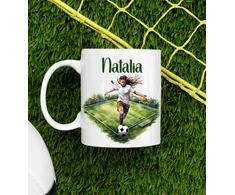 Puodelis + pagalvė futbolininkui futbolo aikštė moteris mergaitė vardas