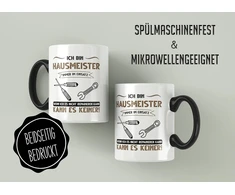 Puodelis su užrašu Hausmseiter - Ich oder keiner Becher Handwerker Facility Manager - Juokinga dovana - Kavos puodelis kaip dovanos idėja - Kavos puodelis 330 ml - Baltas/juodas