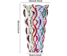 Puremagics rankomis tapyta spalvinga vaza 28 cm aukščio gėlių vaza dekoracija namams valgomojo stalui svetainei biurui vestuvių šventėms rankų darbo dekoratyvinė gėlių vaza (spalvinga)