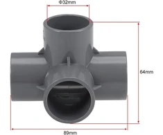 Pvc 4 krypčių jungtis, 32 mm, 5 vnt.