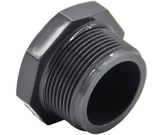 Ventiliatorius Pvc sriegio dangtelis | Pvc sriegio kištukas | 1/2 colio - 2 colių | Vidinis sriegis | Išorinis sriegis | Pn 10 | (sriegio kištukas ag, 1 1/4 colio), pilkas