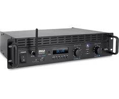 Namų kino sistema Pyle 2 kanalų „bluetooth“ galios stiprintuvas - 2000w tiltinis į lentyną montuojamas profesionalus garso belaidis namų stereo imtuvas su trs xlr įvestimi, lcd ekranu, tiltiniu režimu, ventiliatoriumi