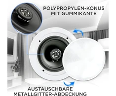 Kompiuterio kolonėlės Pyle pora 6.5" bluetooth įleidžiamų į sieną/lubas 2 krypčių universali namų garso kolonėlių sistema spyruokliniai greiti sujungimai polipropileno kūgio polimero aukštų dažnių garsiakalbis stereo garsas 200 vatų (pdicbt652rd)