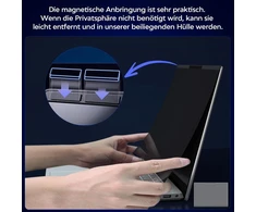 Pys magnetinė privatumo plėvelė nešiojamam kompiuteriui 15.6 colių 16:9 formato, apsauganti nuo šnipinėjimo, blokuojanti mėlyną šviesą, neatspindinti, nuimama privatumo ekrano plėvelė su 5 mm pločio stipriais magnetais