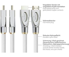 Python Series Premium didelės spartos hdmi jungties kabelis su ethernet – 4k2k / uhd / ultra hd @ 60 hz – hdmi 2.0 – varinis laidininkas, 3d, trigubas ekranavimas, nailono pynė – baltas – 5 m