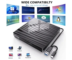 Qdsylq išorinis Blu Ray įrenginys 50g, Type-c ir Usb 3.0 Hd 1080p Bluray įrenginys išorinis Blu Ray įrenginys išorinis Bd Cd Dvd Rom Rw Blu-ray įrenginys nešiojamam kompiuteriui Pc Mac Windows 11/10/8/7/xp/linux/macos Xin