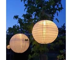 Qedertek saulės energija įkraunami lauko žibintai, 4 vnt., 20 cm, saulės Led žibintai, vandeniui atsparus nailoninis pakabinamas sodo žibintas, saulės apšvietimas sodui, kiemui, terasai, vestuvėms, vakarėlių dekoravimui (šilta balta spalva)