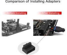 Qianrenon Ph19a Usb 3.0 19/20 kontaktų 90 laipsnių adapteris, tėviškas į moterišką L formos pasukimas, dešiniojo kampo moteriška jungtis, skirta stalinių kompiuterių pagrindinėms plokštėms, kampu aukštyn