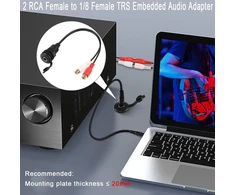 Qianrenon Rca į 3.5 mm Stereo Vandeniui Atsparus Kabelis Adapteris