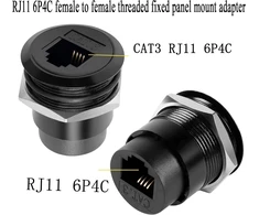 Qianrenon Rj11 įmontuojamas sriegio tvirtinimo adapteris Cat3 Rj11 6p4c mama-mama panelinis apvalus jungtis, telefono linijų modemo jungtis, montuojamas ant stalo, prietaisų spintelėse