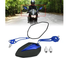 Qiilu universalus motociklo galinio vaizdo veidrodėlis, skirtas motoroleriui, galinio vaizdo šoninis veidrodis 8 mm 10 mm (mėlynas)