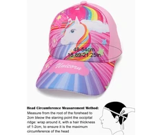 Qleuift 1 x mergaičių beisbolo kepurė, reguliuojama vaikiška snapback stiliaus kepurė, medvilninė, mergaičių beisbolo kepurė, saulės kepurė, spalvingas rožinis vienaragis