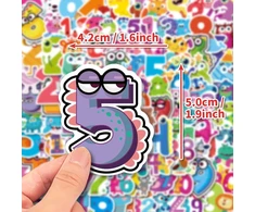 Qpout numerių lipdukų rinkinys vaikams, 100 vnt., numerių lipdukai 1–50, estetiniai numerių lipdukai vandens buteliui, scrapbooking'ui, nešiojamam kompiuteriui, lentai