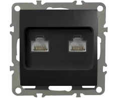 Quadra Rj45 kompiuterinė rozetė, juoda matinė