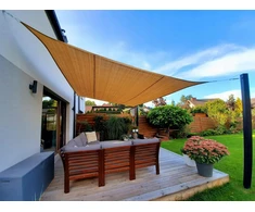 Quadro Scrape Sun Shade apsauginė burė nuo saulės sodui terasai labai stipri hdpe smėlio spalvos 3x3