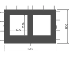 Quick star 2 šoninės sienelės iš polietileno su langu 300 x 195 cm pavėsinei 3 x 3 m, šoninė sienelė, antracito spalvos ral 7012