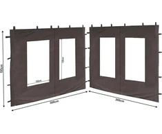 Quick star 2 šoninės sienelės iš polietileno su langu 300 x 195 cm pavėsinei 3 x 3 m, šoninė sienelė, antracito spalvos ral 7012