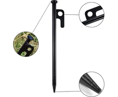 Quixotical 8 vnt. palapinių kuoliukų rinkinys, plieniniai kuoliukai, 20 cm stabilūs stovyklavimo palapinių kuoliukai, didelio stiprumo kuoliukai su kabliuku ir skylute, idealūs stovyklavimui, kelionėms ir lauko veiklai