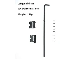Qzatacaen Grindų stumdomas skląstis vartams, apatinis stumdomas, 600/15 mm, 1150 g, tvirtas plienas, atsparus rūdims, juodas - 1 vnt.