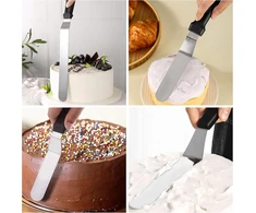Rafiyu 7 spatulių rinkinys, 4 glaisto mentelės ir 3 plastikiniai tešlos grandikliai, kampuota paletė tortams iš nerūdijančio plieno, torto mentelė kremui tepti ir tortams, pyragams dekoruoti (15 cm, 20 cm, 25 cm, 30 cm)