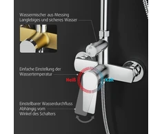 Rainsworth dušo sistema su chromo detalėmis, lietaus dušas su žalvario detalėmis, 25 cm lietaus dušas, 3 srovių tipų dušo galvutė, pilnas dušo komplektas, dušo rinkinys