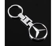 Raktų pakabukas Pakabutis su Mercedes-benz logotipu, sidabro spalvos chromuotas, juodas metalinis