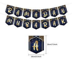 Ramadan Mubarak auksinės žvaigždės mėnulio žibinto girlianda, Eid Mubarak pakabinamas ženklas islamo dekoracijos Eid festivalio vakarėlio dekoravimui, Ramadan Kareem dekoro reikmenys