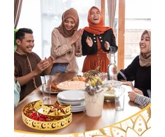 Ramadano Eid Mubarak desertų padėklas, musulmonų Ramadano serviravimo padėklas, mėnulio ir žvaigždės pyragaičių padėklas, islamiški desertų padėklai, užkandžių, serviravimo padėklas, maisto laikymo konteineris, auksinis, 2 vnt.