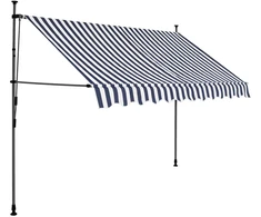 Rankinė ištraukiama markizė su LED, mėlyna ir balta, 300cm