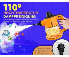 Rankinis garų valytuvas 1050 W, skirtas viskam, su 10 priedų, 3,5 bar slėgis, 3 min. įkaitimo laikas, garų valytuvas grindims, apmušalams, vonios kambariui, automobilio sėdynėms, langams, kilimams, sofai