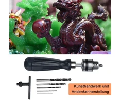 Rankinis grąžtų rinkinys nuo 0,6 mm iki 6 mm anglinio plieno rankinis grąžtas mini rankinis grąžtas su 5 grąžtais plastikui, medžiui, papuošalams, dervai ir veržlėms