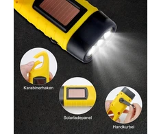 Rankinis įkraunamas led žibintuvėlis, 2 vnt. saulės energija įkraunamas led žibintuvėlis, rankinis žibintuvėlis, vandeniui atsparus žibintuvėlis, avarinis žibintas, skirtas laukui, nešiojamos stovyklavimo lempos su karabinu (geltonas)
