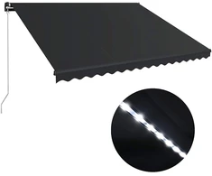Rankiniu būdu ištraukiama markizė su LED, antracito, 450x300cm
