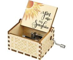 Rankomis valdoma muzikinė dėžutė medinė retro muzikinė dėžutė You Are My Sunshine muzikinė dovana vaikui žmonai vyrui ir draugams (spalvinga)