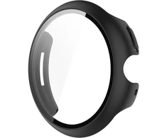 Rantuo dėklas, suderinamas su google pixel watch 3 45 mm, kietas pc + integruotas grūdintas ekrano apsaugos skydelis, atsparus dulkėms, apsauginis laikrodžio dėklas, suderinamas su google pixel watch 3 45 mm. (juodas)