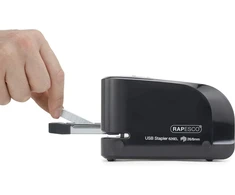 Rapesco 1454 automatinis Usb akumuliatorinis segiklis su Usb laidu ir 26/6 mm kabėmis, juodas
