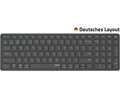 Rapoo E9700m belaidė klaviatūra, plonas aliuminio dizainas, tausojanti aplinką, įkraunama baterija, vokiškas išdėstymas Qwertz, Pc ir Mac - tamsiai pilka