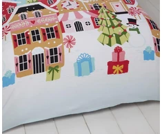 Rapport Gingerbread Town Kalėdinis viengulis antklodės užvalkalų komplektas, mėlynas
