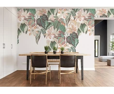 Rasch tapetai 590036 - fototapetai ant neaustinės medžiagos su gėlėmis žalios, raudonos ir baltos spalvos iš kolekcijos Magicwalls - 3,00 m x 3,00 m (i x P)