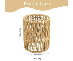 Pakabinamas šviestuvas Rataninis gaubtas Ryan Pieces, skersmuo 12 cm, pakabinamo šviestuvo gaubtas, boho stiliaus, skirtas lubiniams šviestuvams, pakabinamiems šviestuvams, toršerams, pakabinamiems gaubtams (a 15 cm)
