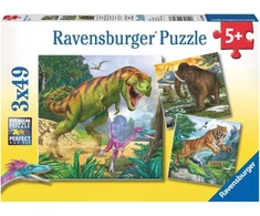 Ravensburger 3x49 detalių dėlionės rinkinys: Gyvūnai, vienaragiai, dinozaurai