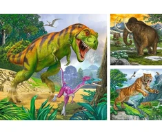 Ravensburger 3x49 detalių dėlionės rinkinys: Gyvūnai, vienaragiai, dinozaurai