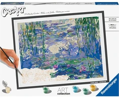 Ravensburger Creart 23651 - vandens lelijos (claude Monet) - piešimas pagal skaičius suaugusiems, „pasidaryk pats“ piešimo rinkinys su teptuku ir akriliniais dažais, dovana moterims ir vyrams, paveikslas suaugusiems