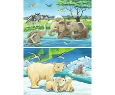 Ravensburger Dėlionė Vaikams - Gyvūnai Iš Viso Pasaulio, 2 x 12 Detalės