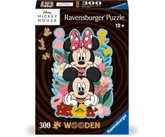Ravensburger medinė dėlionė 12000762 Mickey &amp; Minnie 300 dalių kontūrinė medinė dėlionė su tvirtomis, atskiromis dėlionės dalimis ir 25 mažomis medinėmis figūrėlėmis = Whimsies, Disney gerbėjams nuo 12 metų
